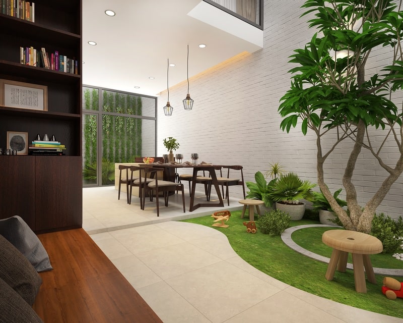 Thiết kế nội thất không gian xanh cho nhà phố